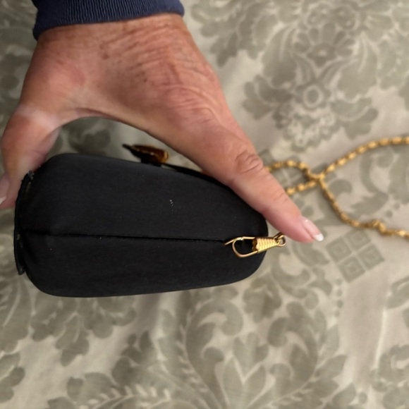 Sasha Clutch or Crossbody/Shoulder Black and Gold Silk Bag - Picture 7 of 8